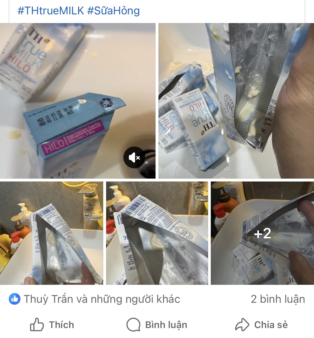 Người tiêu dùng phản ánh sữa TH True Milk Hilo bị vón cục