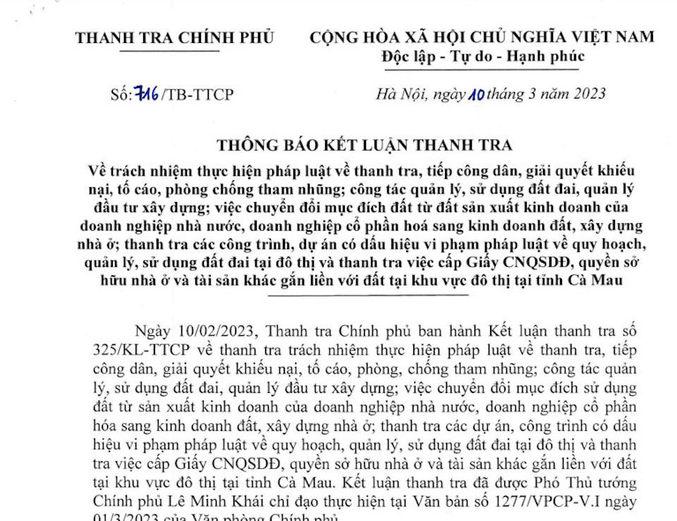 Phát hiện nhiều vi phạm tại dự án khách sạn 5 sao Mường Thanh Cà Mau 